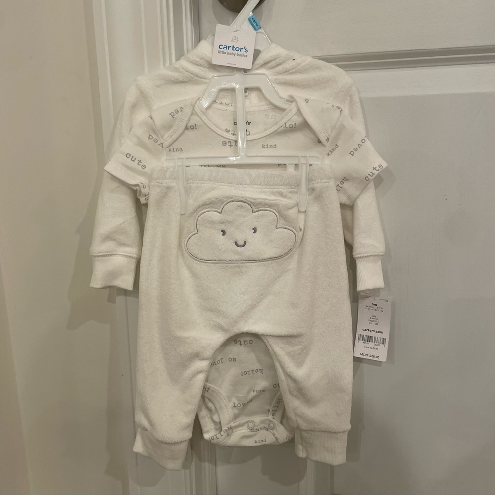 Baby Unisex (3-6M) Carter’s 3pc. Cloud Terry Jacket Set